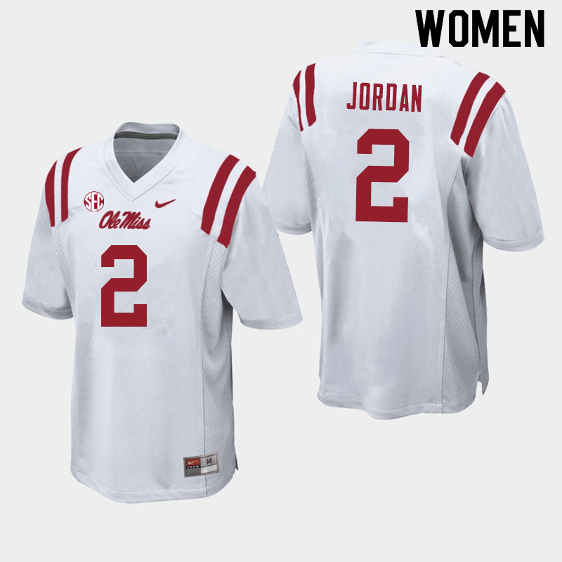 Jalen Jordan Ole Miss Rebels NCAA Women's White #2 Stitched Limited College Football Jersey RMP6058QI